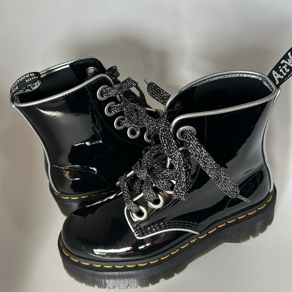 DR. MARTENS Black Patent Molly Boots - Picture 3 of 10